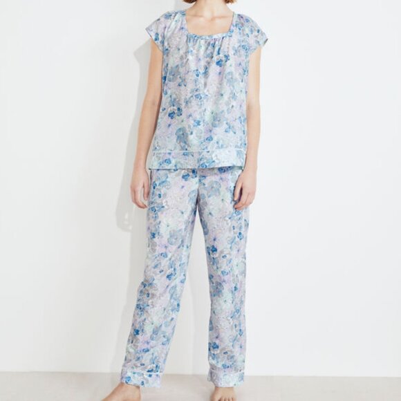 HAVEN WELL WITHIN Cotton Silk Watercolor Floral Sleep Set (Top L, Bottom XL) - Picture 1 of 7